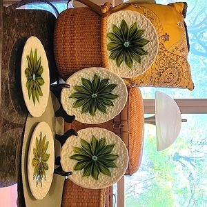 Set/5 Schramberg SMF Lily of the Valley Hand Painted Salad/Dessert Plates, 7.5"